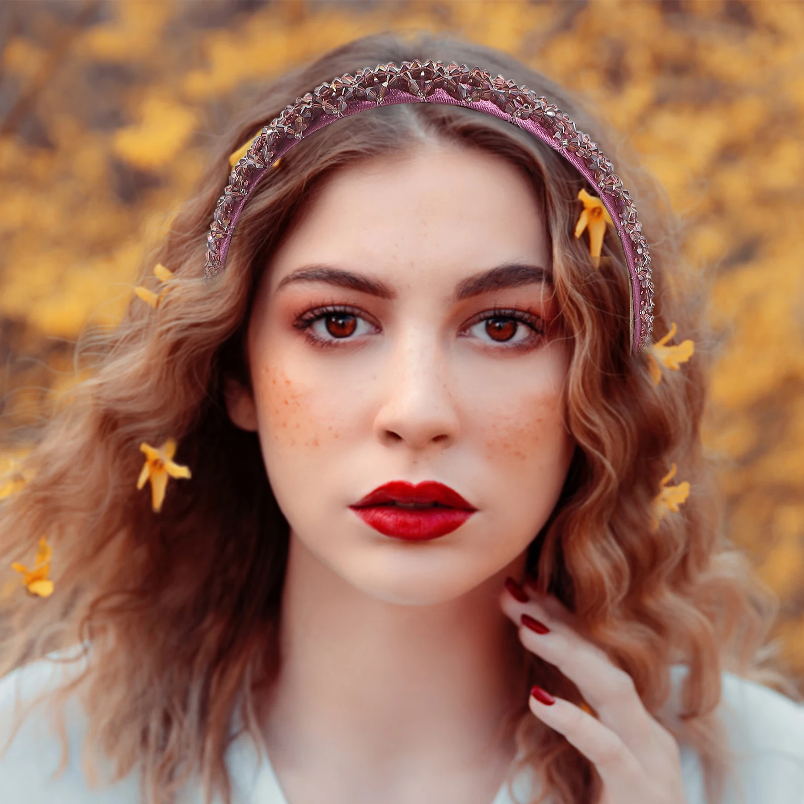 

Adjustable Glitter Rhinestone Headband Women Girls Elegant Crystal Hairband Costume Brides Shiny Accessories