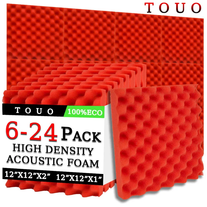 TOUO 6 12 24 Pcs Wall Soundproof Foam Egg Trough Acoustic Foam High Density Sound Absorbing Material Bedroom Sound Insulation