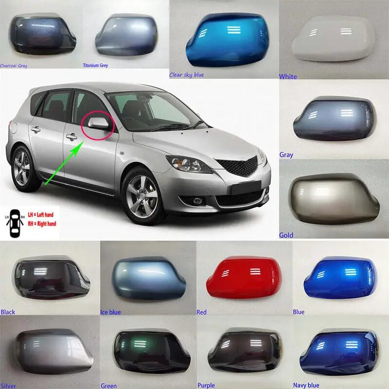 For Mazda 3 M3 6 M6 2003-2008 Car Replacement Rearview Side Mirror Cover Wing Cap Exterior Door Rear View Case Trim Housing Auto