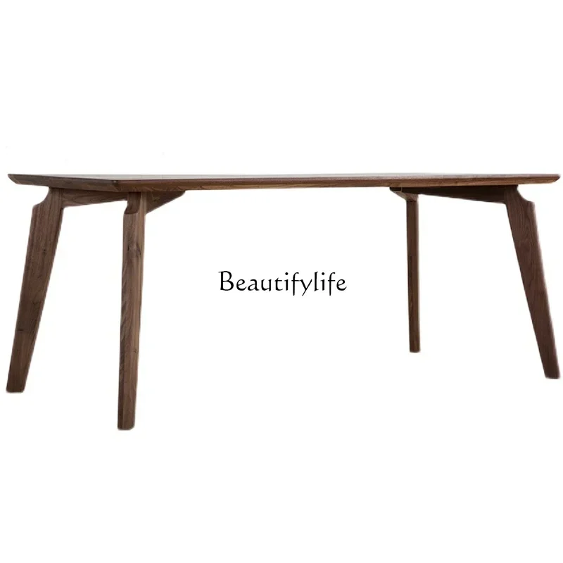 

1Solid wood dining table Nordic modern simple rectangular black walnut