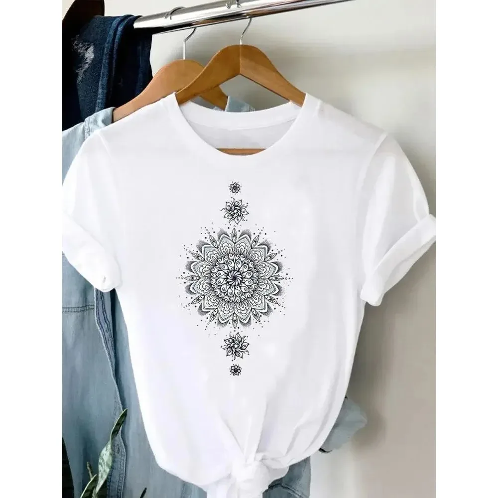 Tee Women T-shirt Summer Short Sleeve Print Clothes Graphic Feather Painting Bird Clothing Fashion Female Top Y2K Streetwear