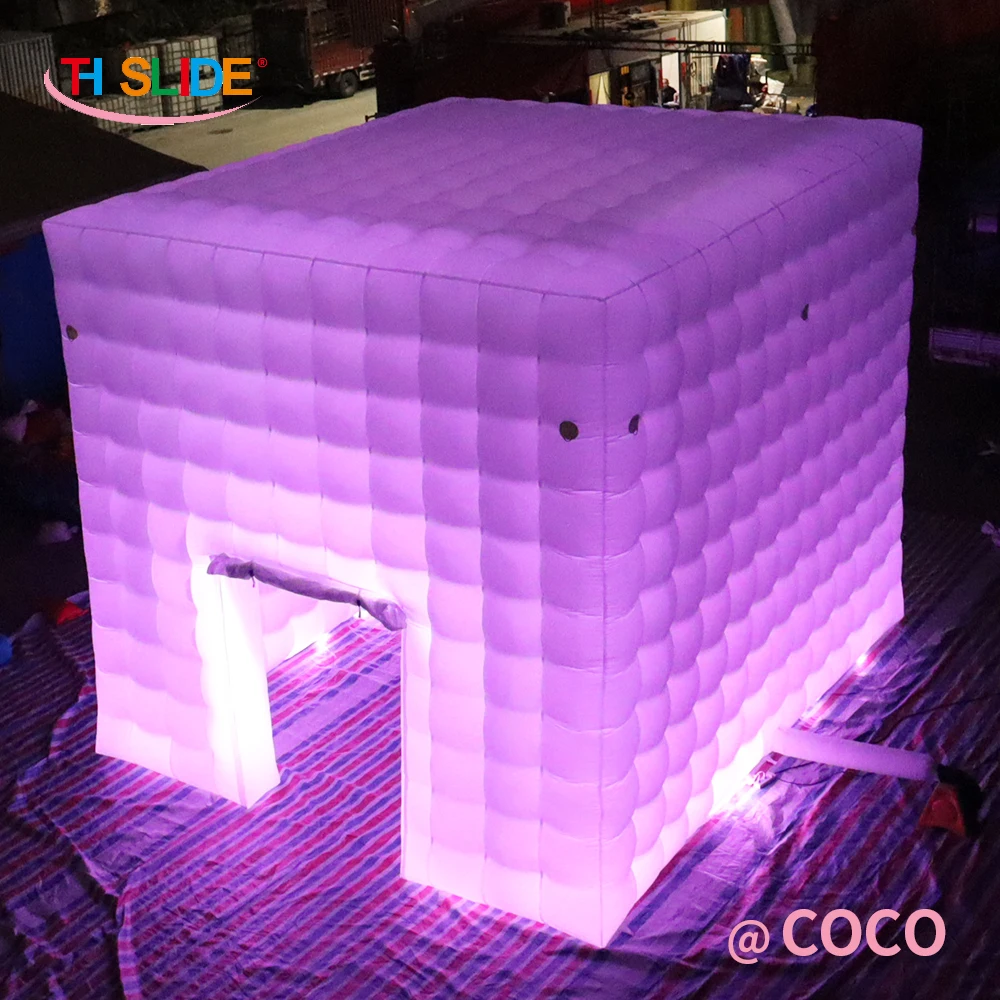 

7x7M Outdoor White Party Wedding Events Inflatable Cube marquee Tent with LED light