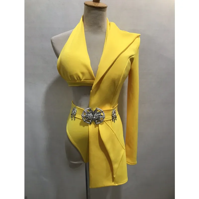 

Irregular Bikini Blazer Rave Outfit Modern Jazz Dance Costume Bar Nightclub Women Singer Dancer Team Stage Performance Clothes