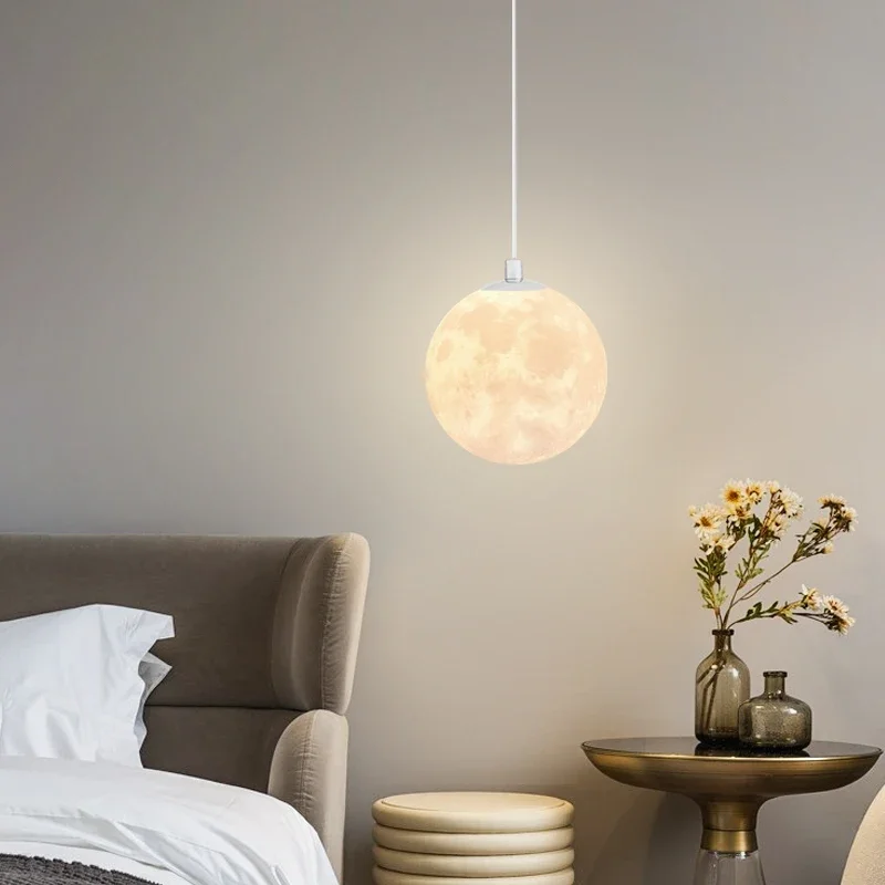 Nordic LED Moon Pendant Chandeliers Lighting for Dining Room Kitchen Restaurant Bar Decor Hanging Bedside Lights Suspension Lamp