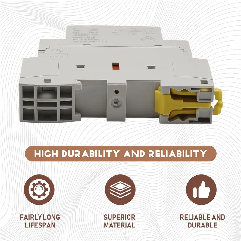 AC Contactor Modular For Switch By DIN Rail Mount 2P 2NO 25A 220V/230V 50/60HZ Manual Control For DIY Smart Home Applications