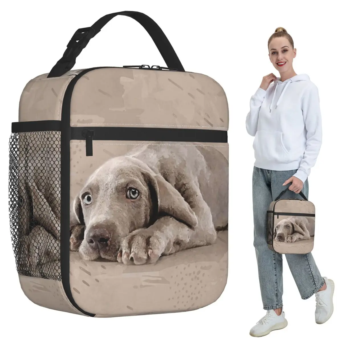 Weimaraner Puppy Insulated Lunch Bag for Women Office Cooler Thermal Food Box Tote Portable Lunch Boxes Container