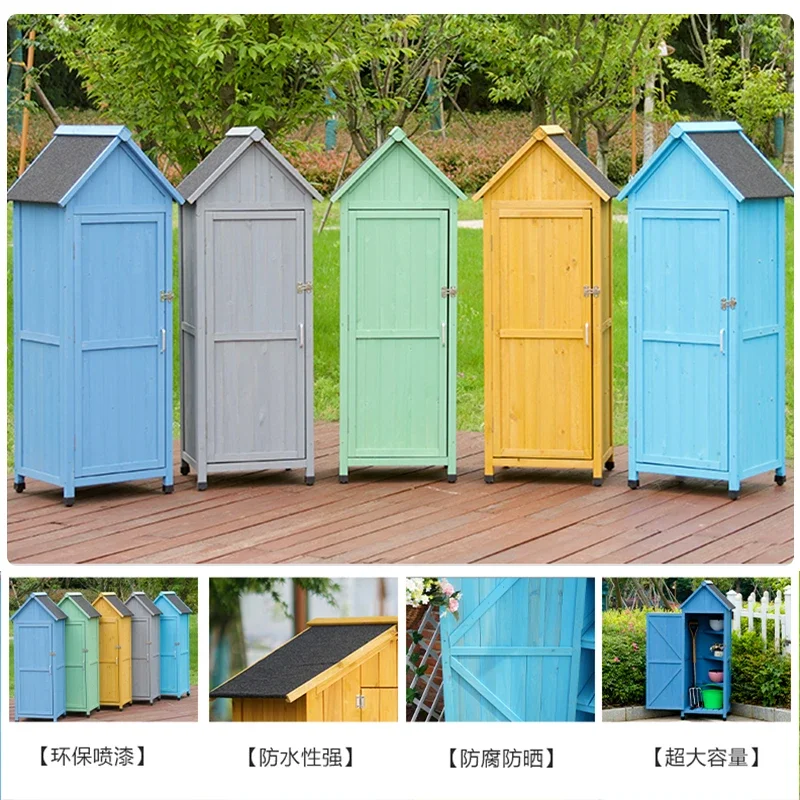 Outdoor tool roomcourtyard storage cabinet anti-corrosion solid wood cabinet garden storage cabinetwaterproof and sunscreen