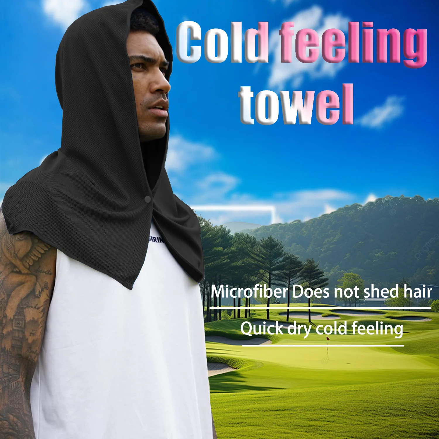 1PCS cooling hoodie towel, cooling towel suitable for head and neck, sports, fitness, camping, cycling, suitable for hot weather