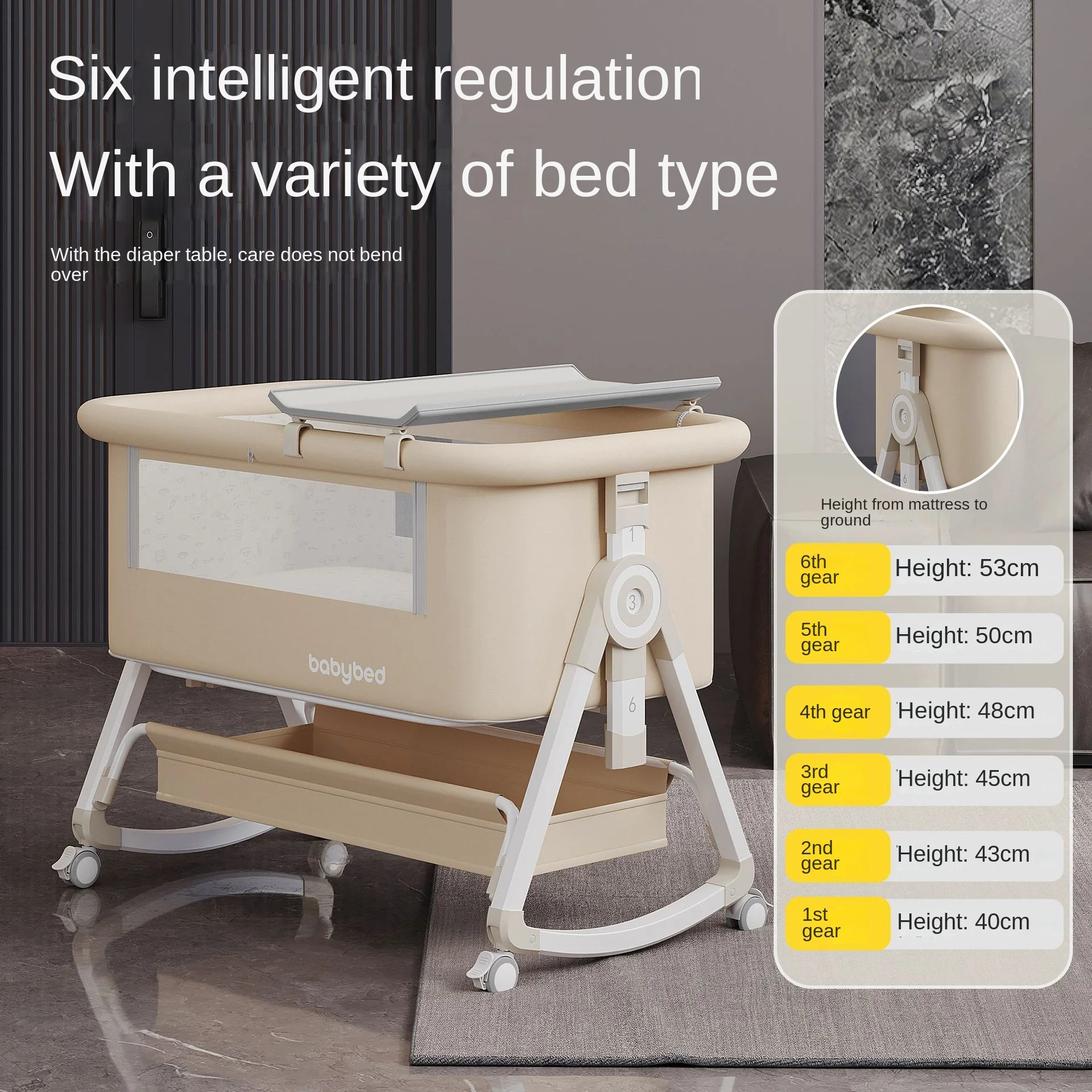 เปลเด็กอ่อนแบบพกพา ปรับระดับได - Baby Nursery Trolley บทวิจารณ์และราคา
