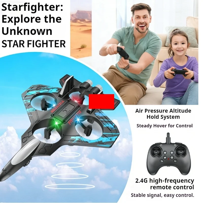 

2.4G Remote Control Drone Altitude Hold Crash Resistant Foam Fighter Jet Colorful LED Lights Outdoor Kids Gravity Glider Toy