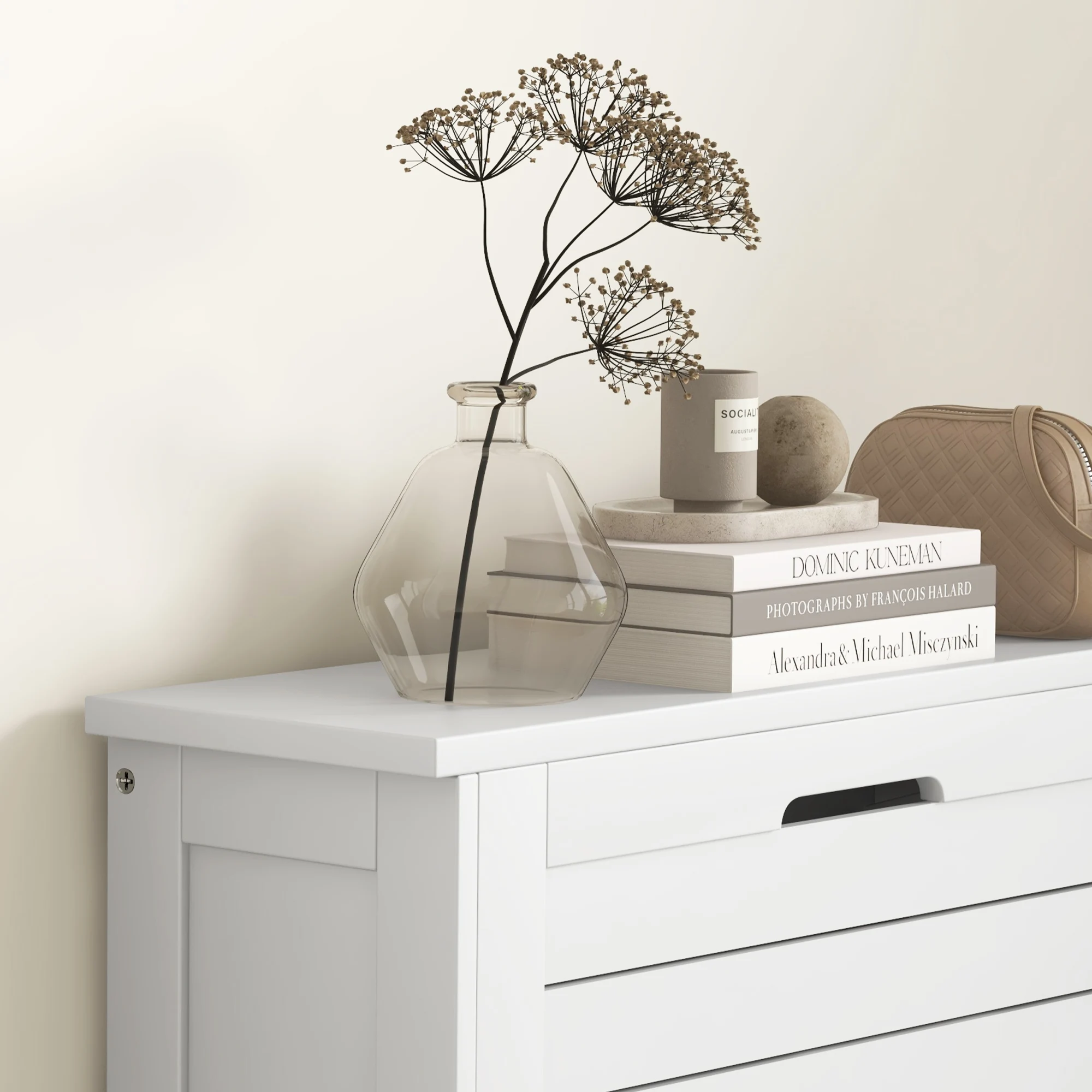 HOMCOM Narrow Shoe Storage Cabinet with 3 Flip Drawers, White
