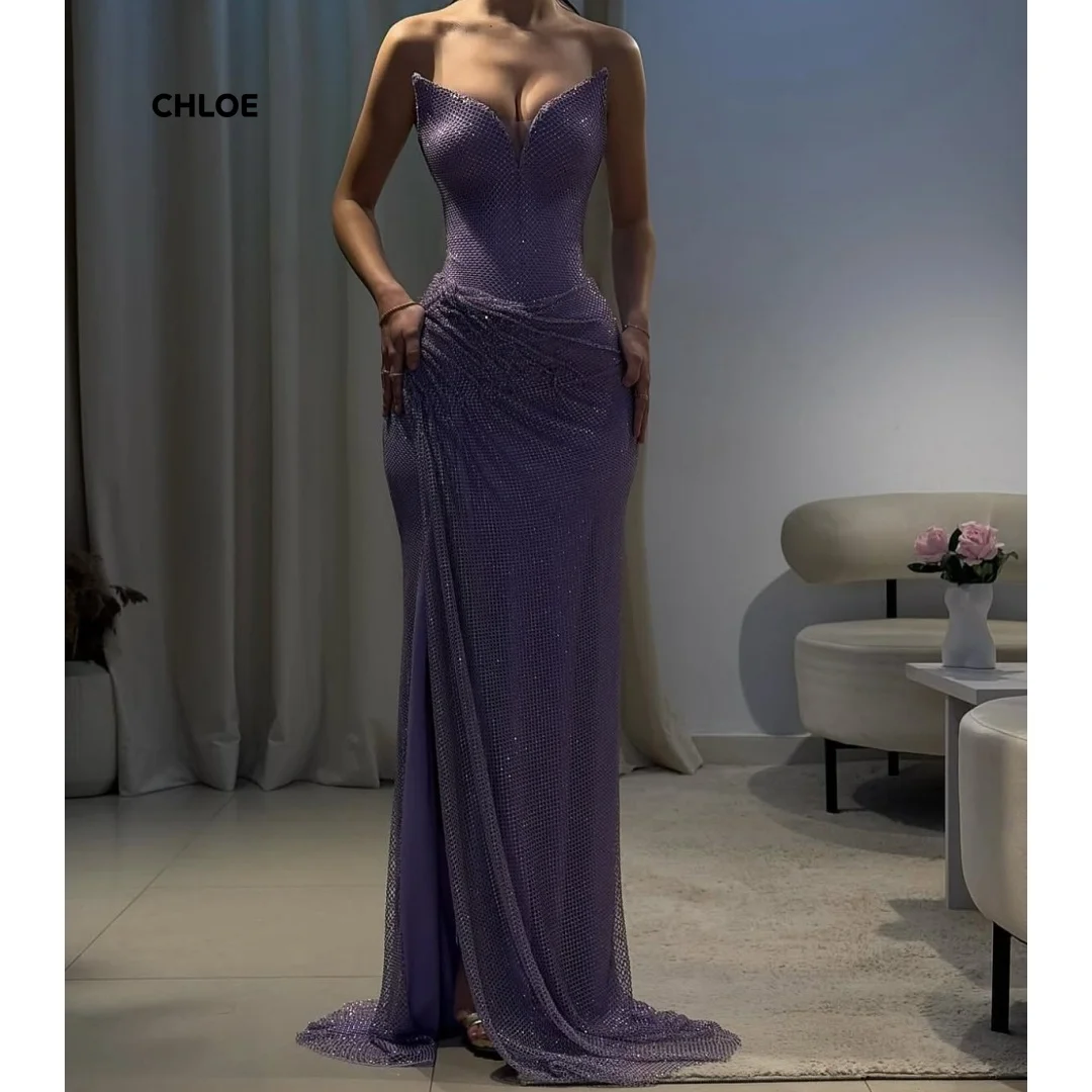 

Custom Made Luxurious Evening Dresses 2025 Woman Luxury Line A Prom Gown Off the Shoulders Sleeveless Elegant Party Dresses Long