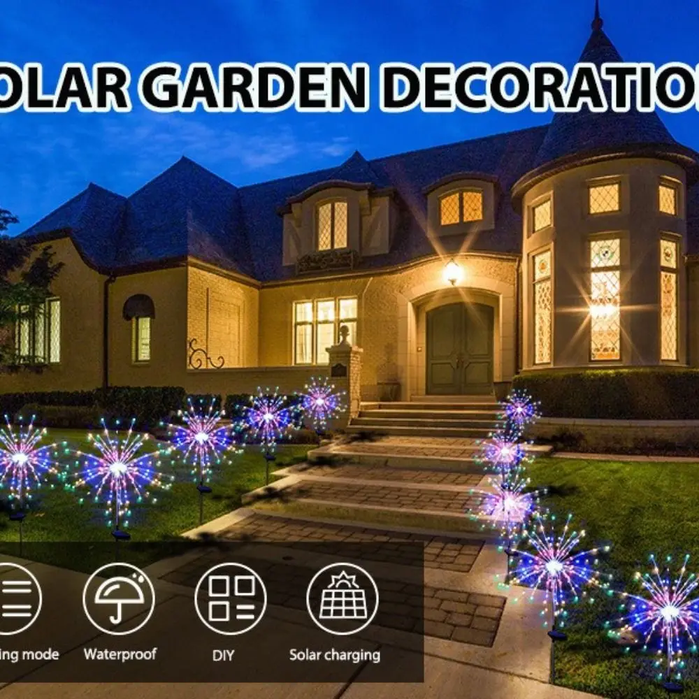 

Уличные водонепроницаемые солнечные светодиодные фонари DIY, 8 режимов освещения, рождественские огни, уличные фонари для сада, газонов, свадеб
