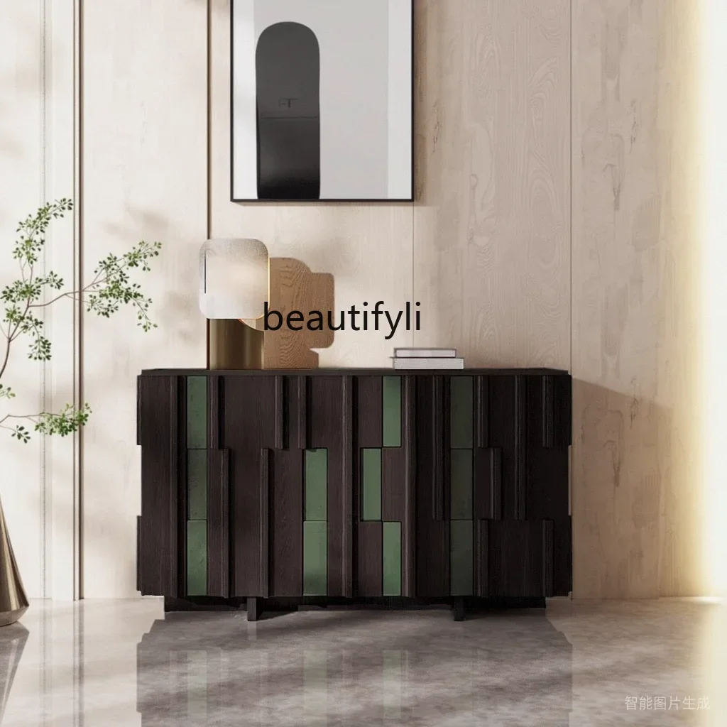 

solid wood dining side cabinet integrated locker against the wall, living room storage tea design sense creative cabinet