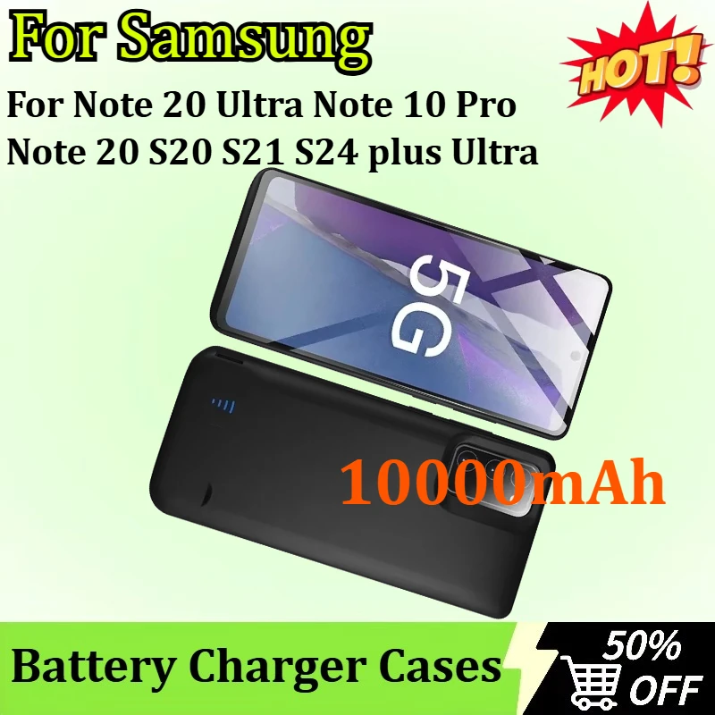 

New 10000mAh for Samsung Galaxy Note 20 Ultra Note 10 Pro Note 20 S20 S21 S24 plus Ultra S21EF Power Bank Charger Case