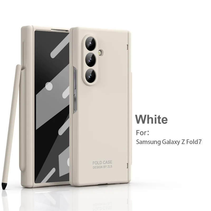 

Frosted Hard PC Phone Case For Samsung Galaxy Z Fold 7 6 5 4 3 2 5G With Hinge Glass Screen Protector Touch Pen Shockproof Cover