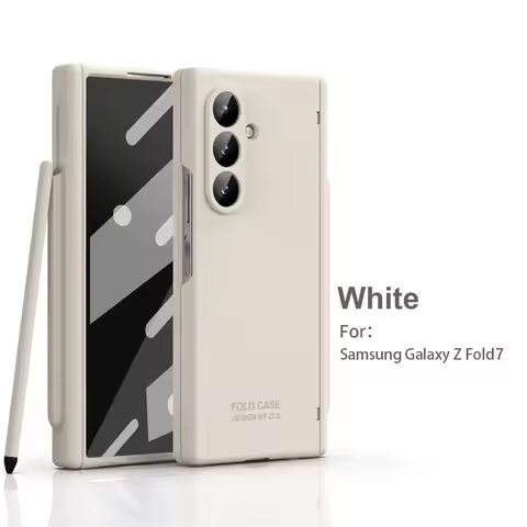 Frosted Hard PC Phone Case For Samsung Galaxy Z Fold 7 6 5 4 3 2 5G With Hinge Glass Screen Protector Touch Pen Shockproof Cover