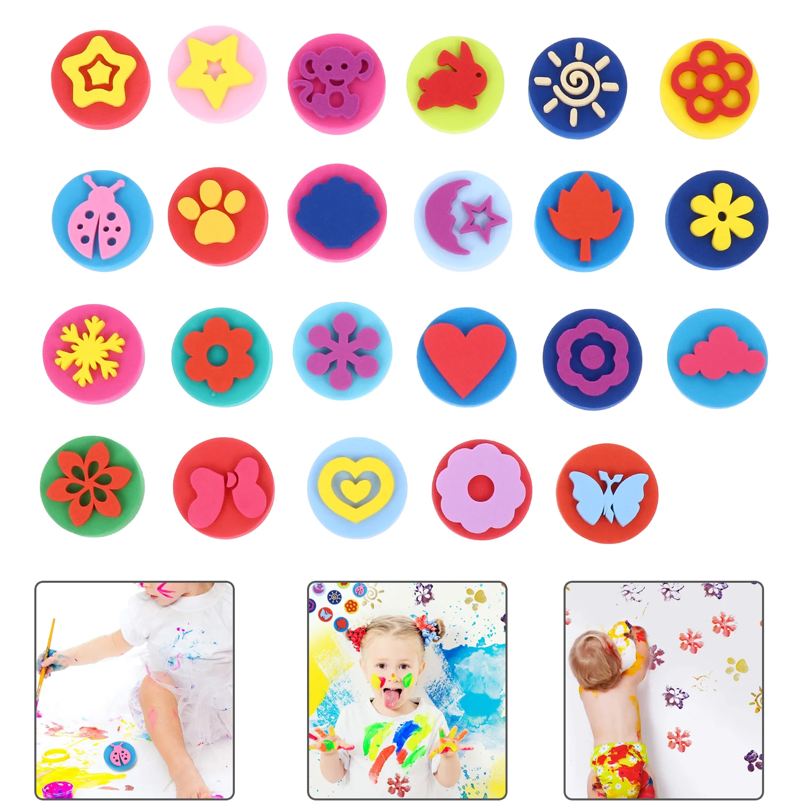 23 Pcs Postage Stamps Eva Graffiti Drawing Stampers Toy Set Painting Sponges Child