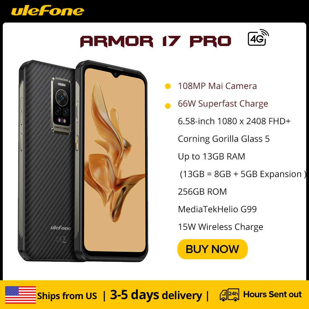 Ulefone Armor 17 Pro Rugged phone  120Hz 108MP Android 12  Night Vision Helio G99 8GB 256GB Mobile Phones  NFC Smartphone Global