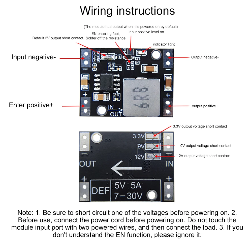 DC to DC High Current Voltage Regulator 7-30V to 3.3V/5V/9V/12V Buck Converter DIY Power Supply Step-Down Module