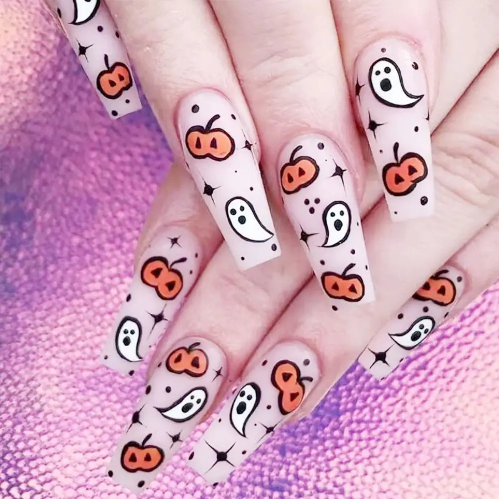 

Visual Impact Halloween Fake Nails Festive Atmosphere Various Styles Skeleton Patterned Fake Nails Detachable DIY