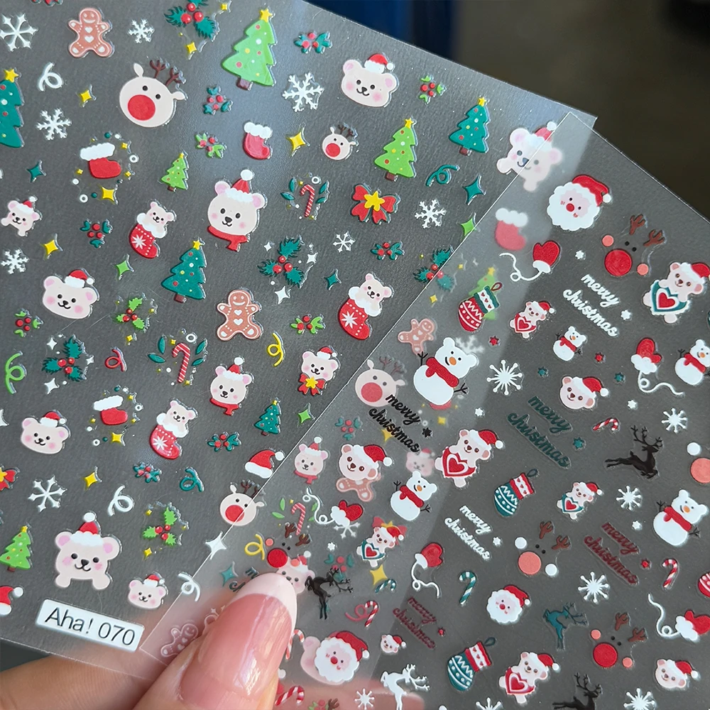 

3D Cute Christmas Snowman Nail Art Sticker Winter Snowflake Santa Claus Elk Nail Decals Xmas Series New Year Manicure Stickers%#