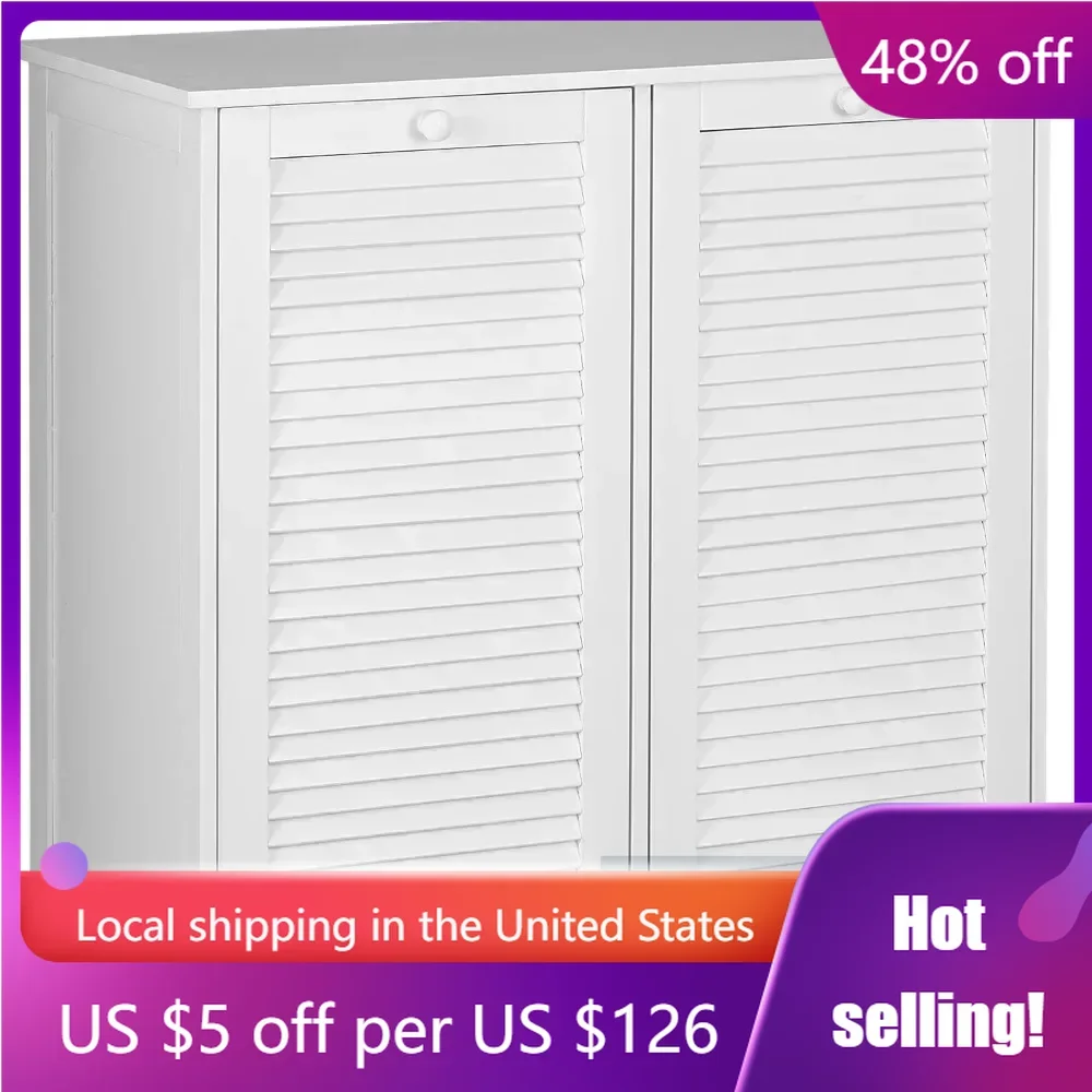 

Tilt-Out Laundry Sorter Cabinet With Shutter Front Dirty Laundry Basket White Freight Free Home Storage Organization Garden