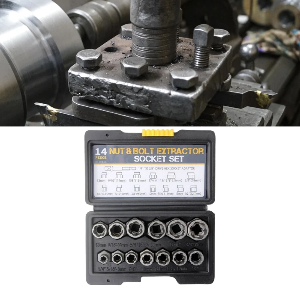 

Набор инструментов для извлечения болтов из 14-х предметов, набор втулок для извлечения болтов из сплава, набор втулок для извлечения поврежденных болтов, инструмент для извлечения гаек