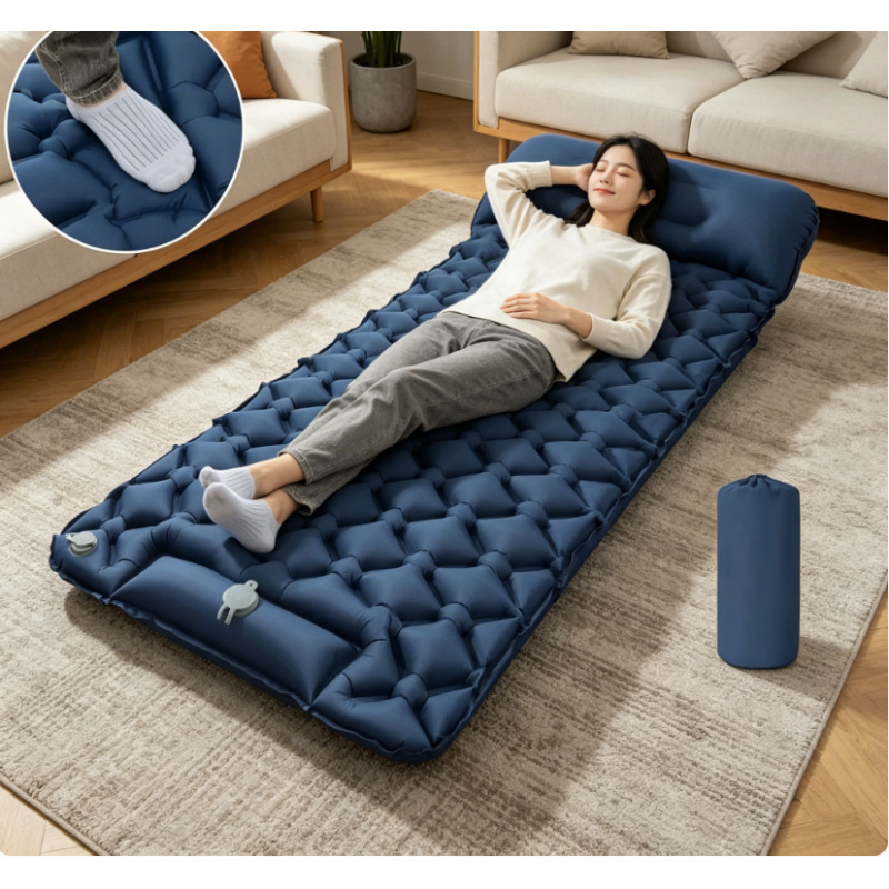  Ultralight Inflatable Sleeping Pad With Pillow Folding Outdoor Camping Air Mat Beach Travel Hiking Sleep Mat 