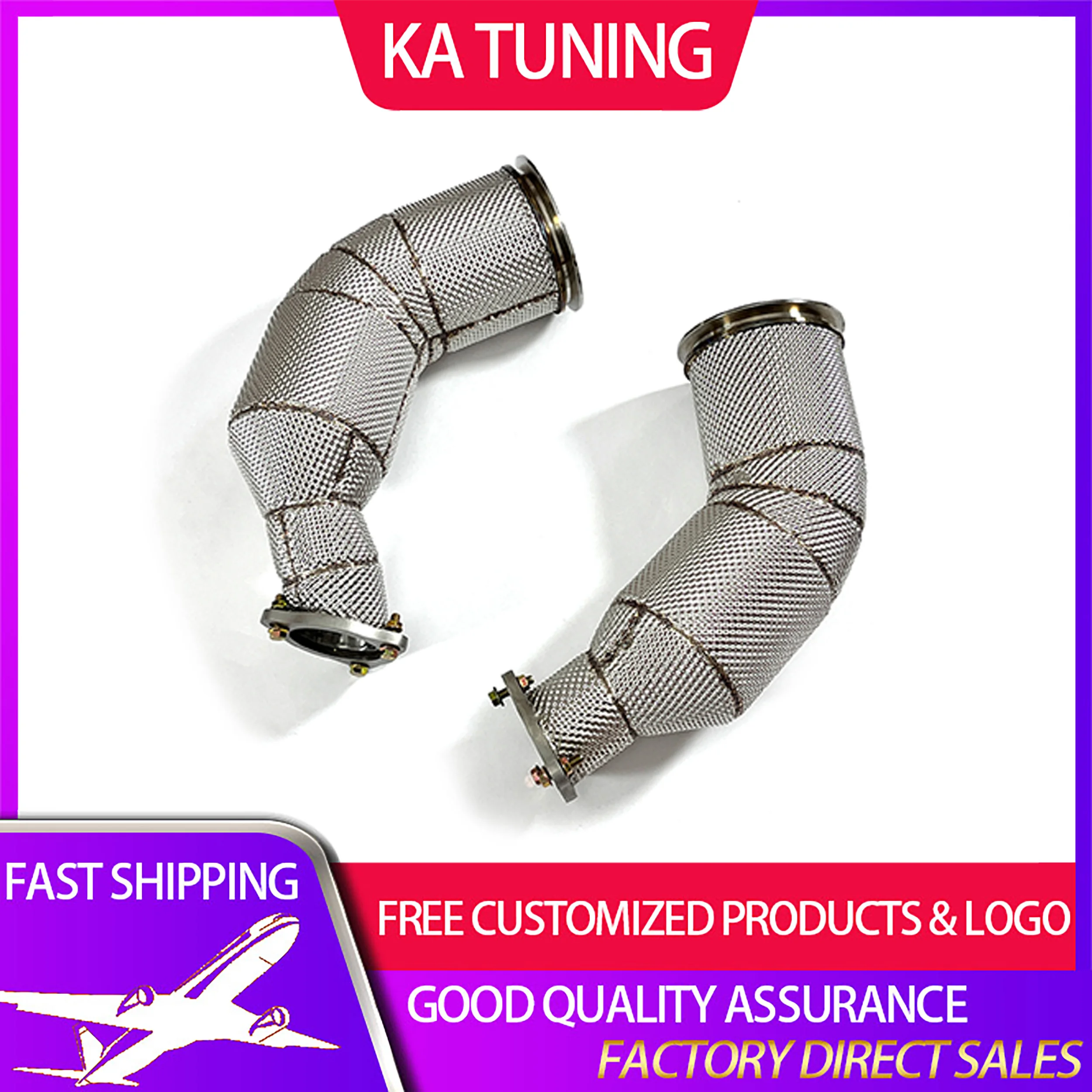 

Axle pipe with heat shield and catalytic converter, downpipe exhaust system suitable for Audi RS4 B9 2.9T