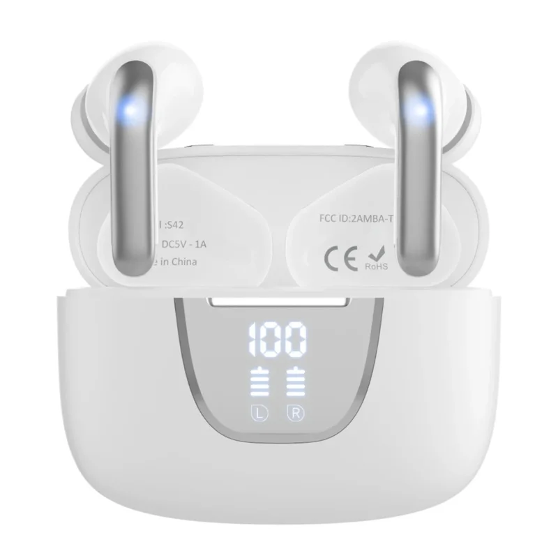 

Eyouowireless Noise Cancelling ANC ENC in ear waterproof earphones S52 TWS wireless headphone earphone earbuds with LED display