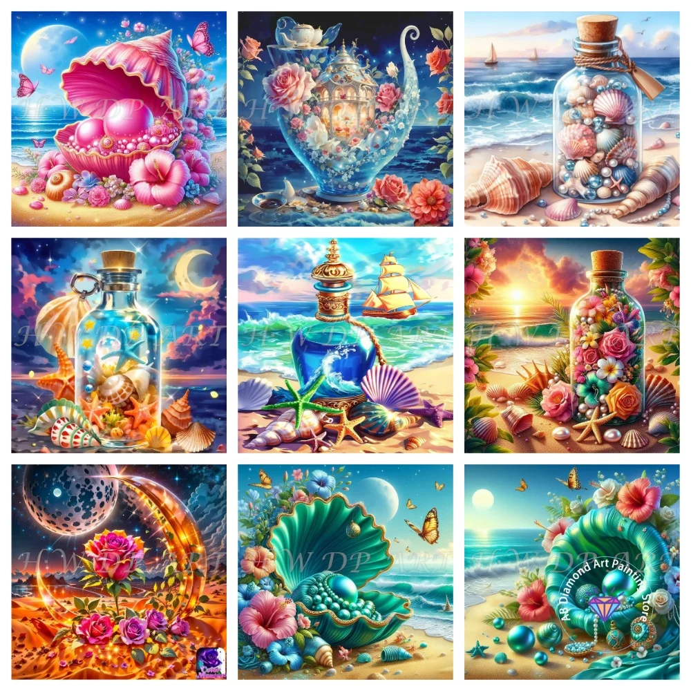 

Beach Scenery AB Diamond Painting Kit Square Round Diamond 5D DIY Mosaic Handmade Art Adult Exquisite Gift Home Decoration
