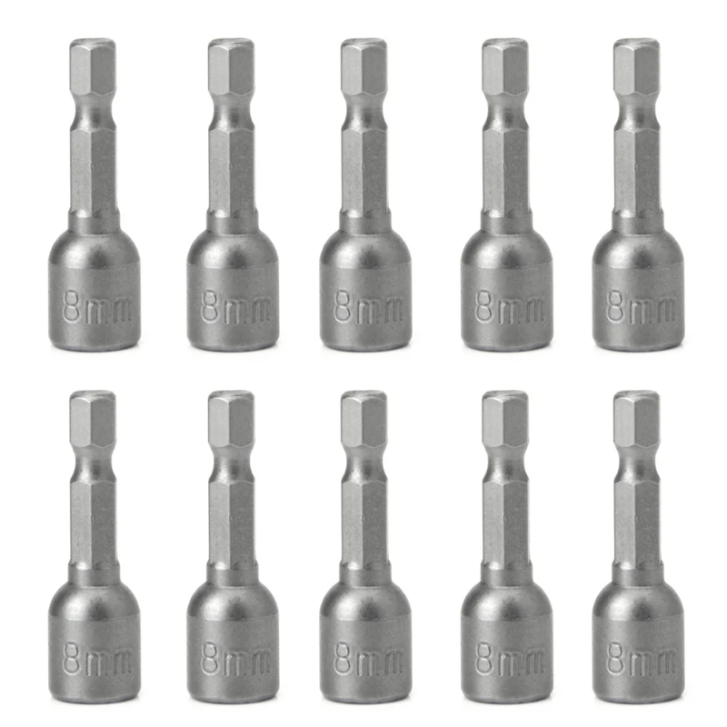 Juego de destornilladores de tuercas magnéticas de 10 piezas Adaptador de enchufe de 8 mm 5/16 "Broca hexagonal