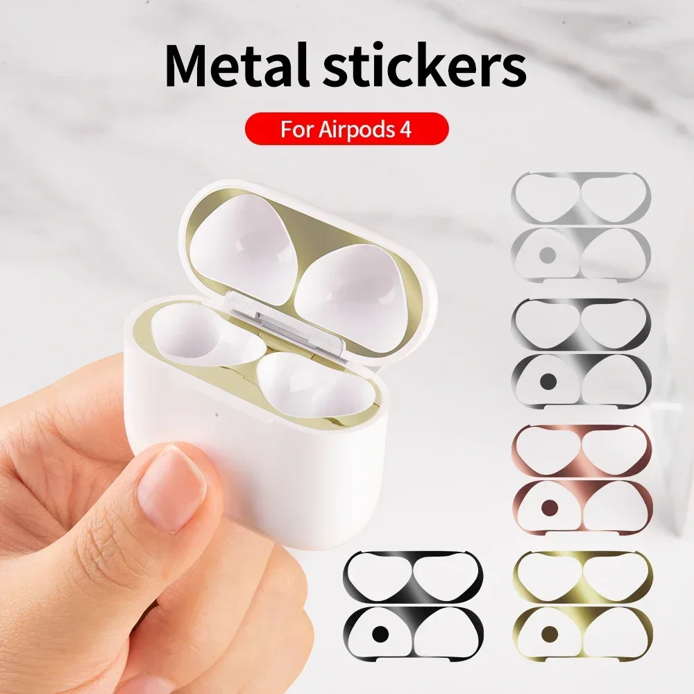 For Apple AirPods 4 Ultra Thin Metal Dust Scratch Resistant Sticker Metal Dust Guard Protective Earphone Protective Film