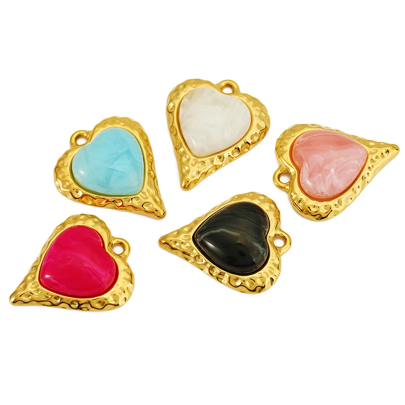 

2pcs Stainless Steel Love Heart Charms Gold Enamel Pendant Jewelry for Diy Handmade Necklace Earring Making Accessorie Wholesale
