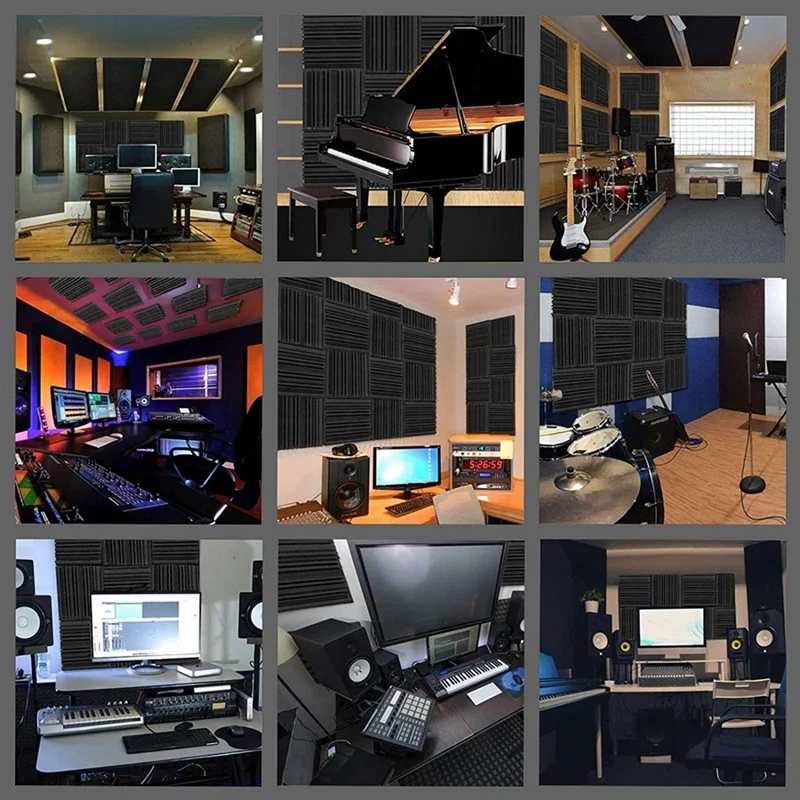 Studio Acoustic Foam Panels Soundproof Sponge Diffusers Drum Room Absorption Treatment Wall Sound Foam Pad With Tapes