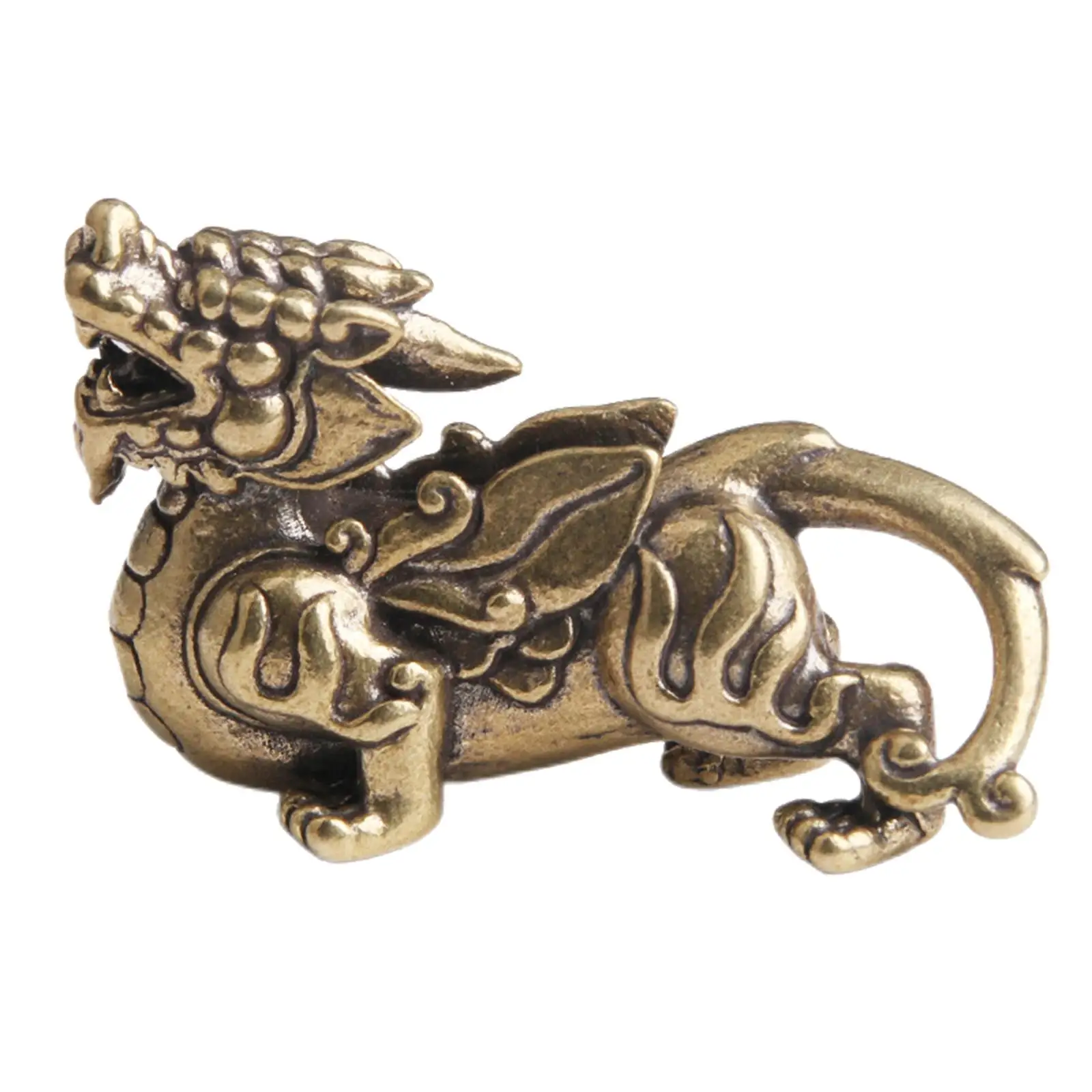 Feng Shui Brass Kylin Statue Figurines Exquisite Artware Ancient Sculpture for Housewarming Bedroom Furnishing Desktop Decor