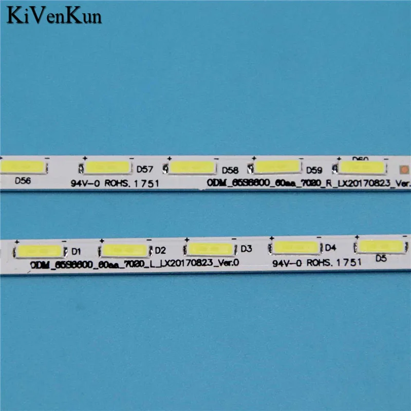 2PCS/Set 709mm New TV's LED Lanes Bar For TCL K-LED65UHDSST2 Backlight Strip For TCL_ODM_65S6600_60ea_7020_L/R_LX20170823_Ver.0