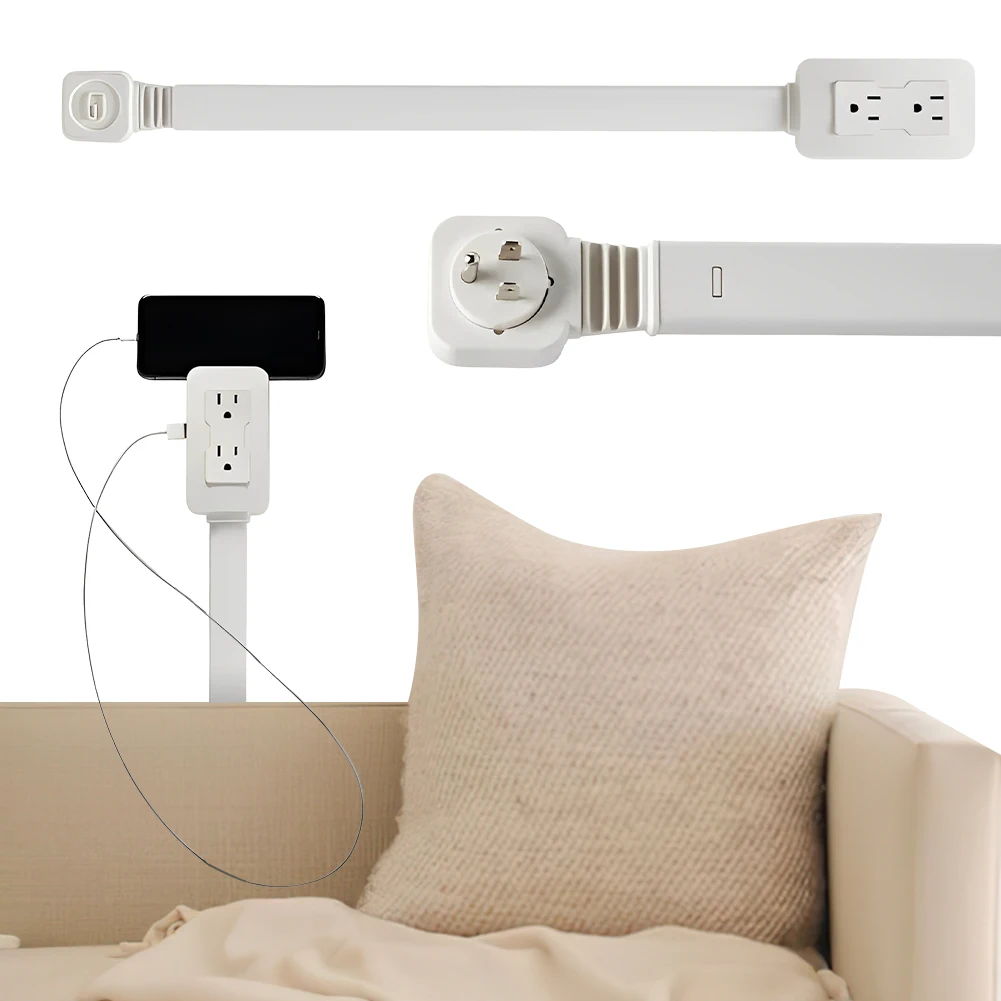Power Socket Bedside Table Expander with USB Charging Port Multifunctional Power Outlets Extender Space Saving for Home Office