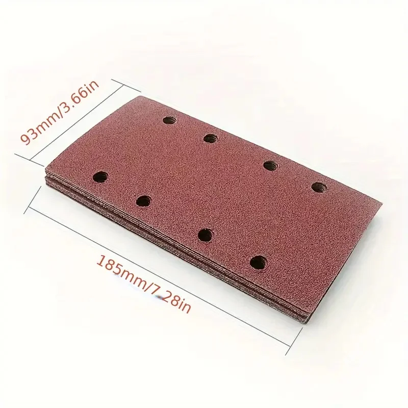 50pcs 8-Hole Rectangular Premium Flocked Sandpaper Sheets, Self-Adhesive, 185X93mm - Assorted Grits (80-400) For Air Grinders