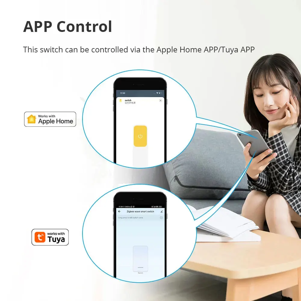 Zemismart Zigbee Smart Wave Switch US Wall Light Interruptor SmartThings Tuya Alexa Google Home التحكم الصوتي