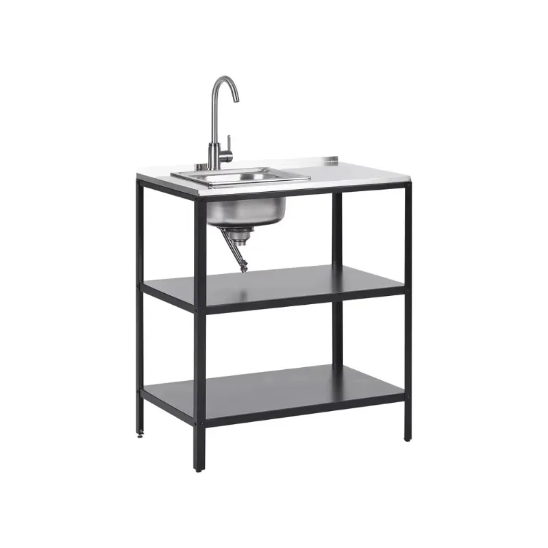 Modern Luxury Steel Kitchen Island Outdoor Cabinets Open Shelf Modular with Sink