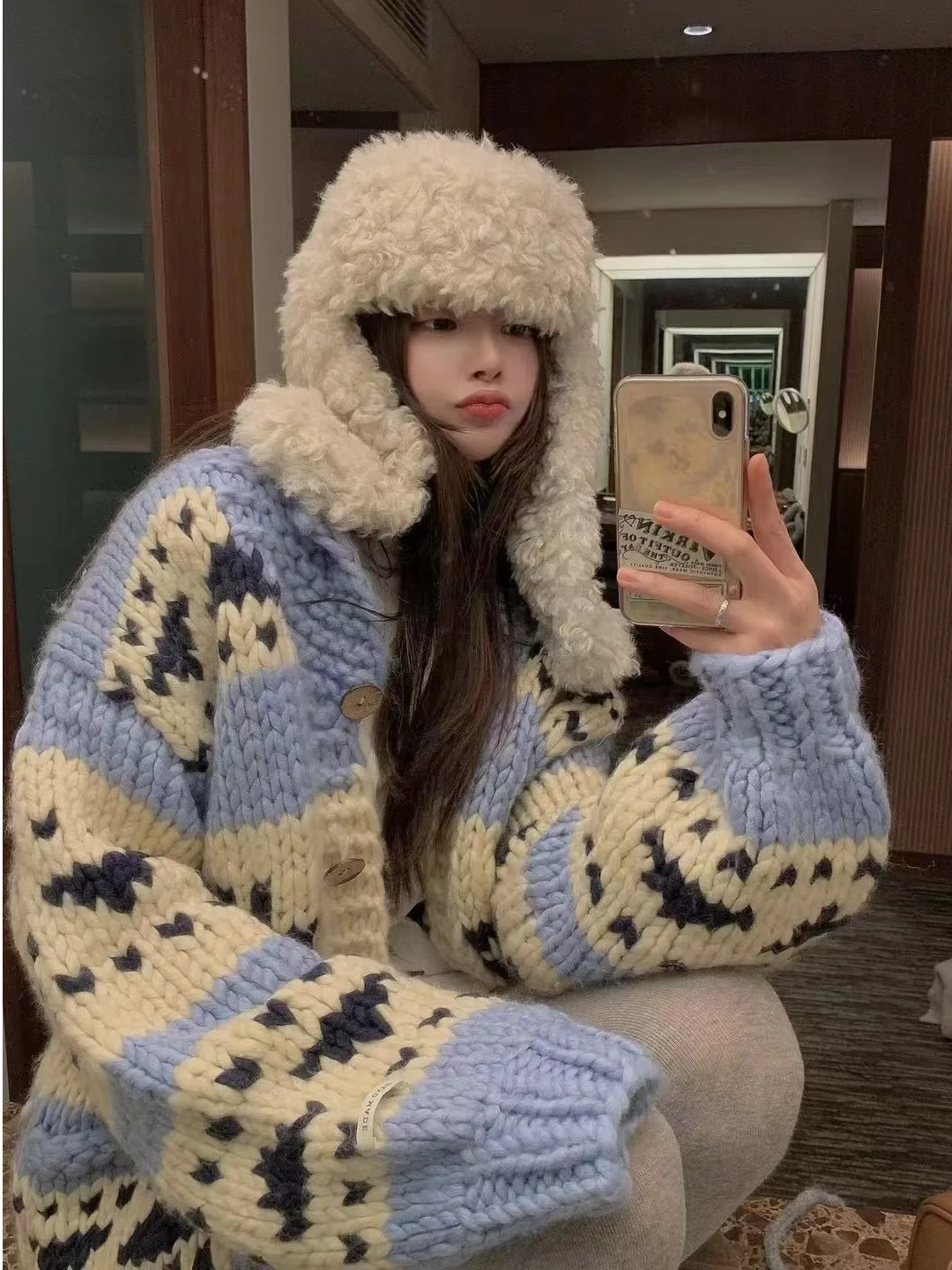 Invierno nuevo patrón de aguja gruesa prendas de punto para mujer Jaet cálido Aosphere coreano Sle Lazy Faionable Casual largo Sve