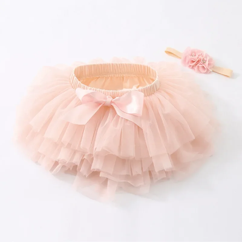 Baby Girls Tulle Tutu Bloomers Infant Newborn Diapers Cover 2pcs Short Skirts+Headband Set Girls Skirts Rainbow Baby Skirt