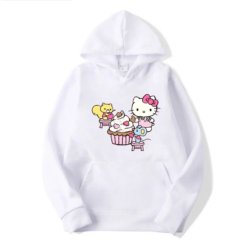 Daily Disney Printed Men Hoodies Cartoon Cute Hello Kitty Creative Fashion Graphics Cozy Trendy Autumn Winter Male Sweatshirts