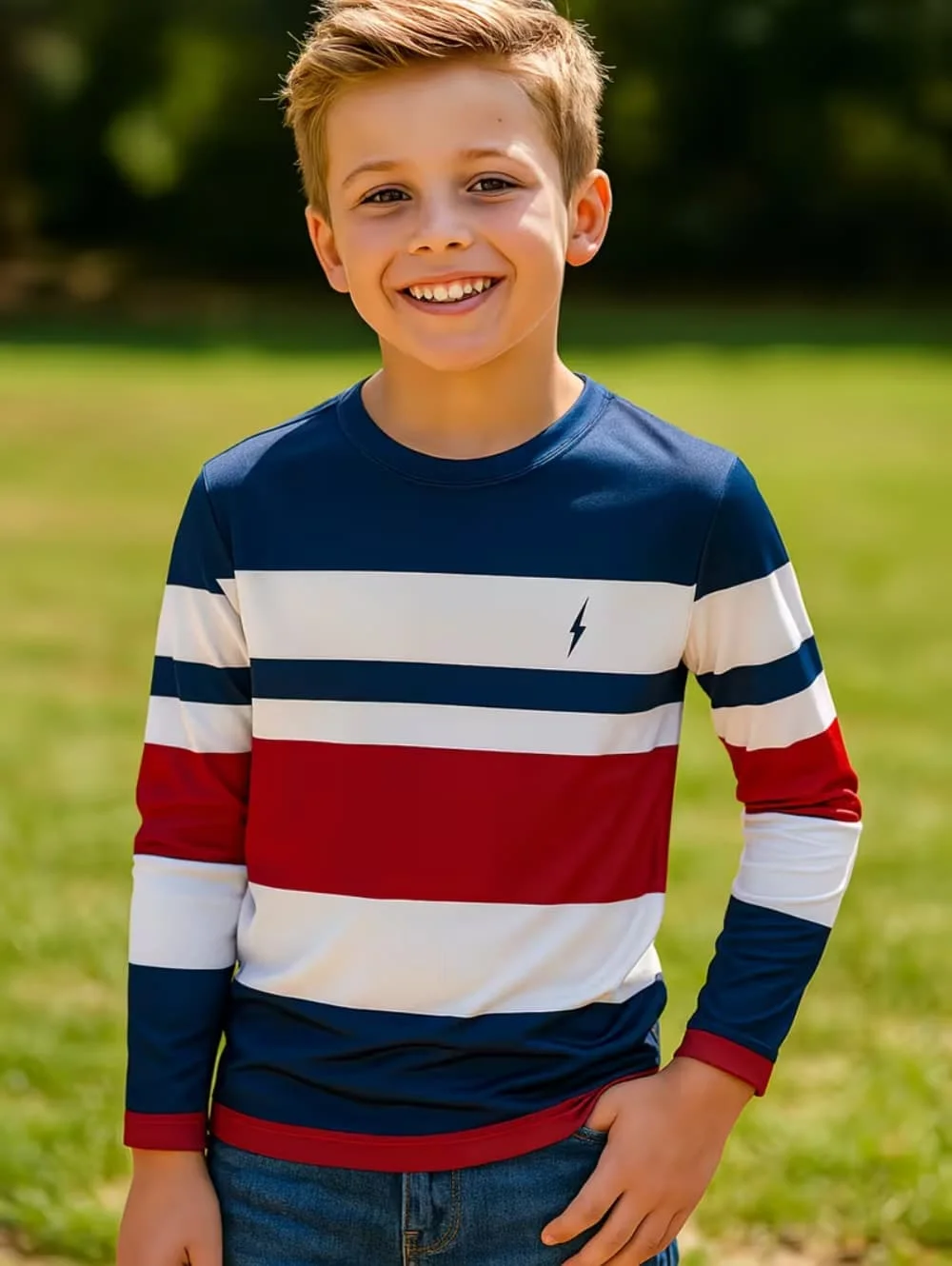 Kinderkleidung Jungen T-Shirt Langarm 3D-Streifendruck Kinder Frühling Herbst Kleidung Lässige Schlichtheit O-Ausschnitt Kinderbekleidung Oberteile – Detail 8