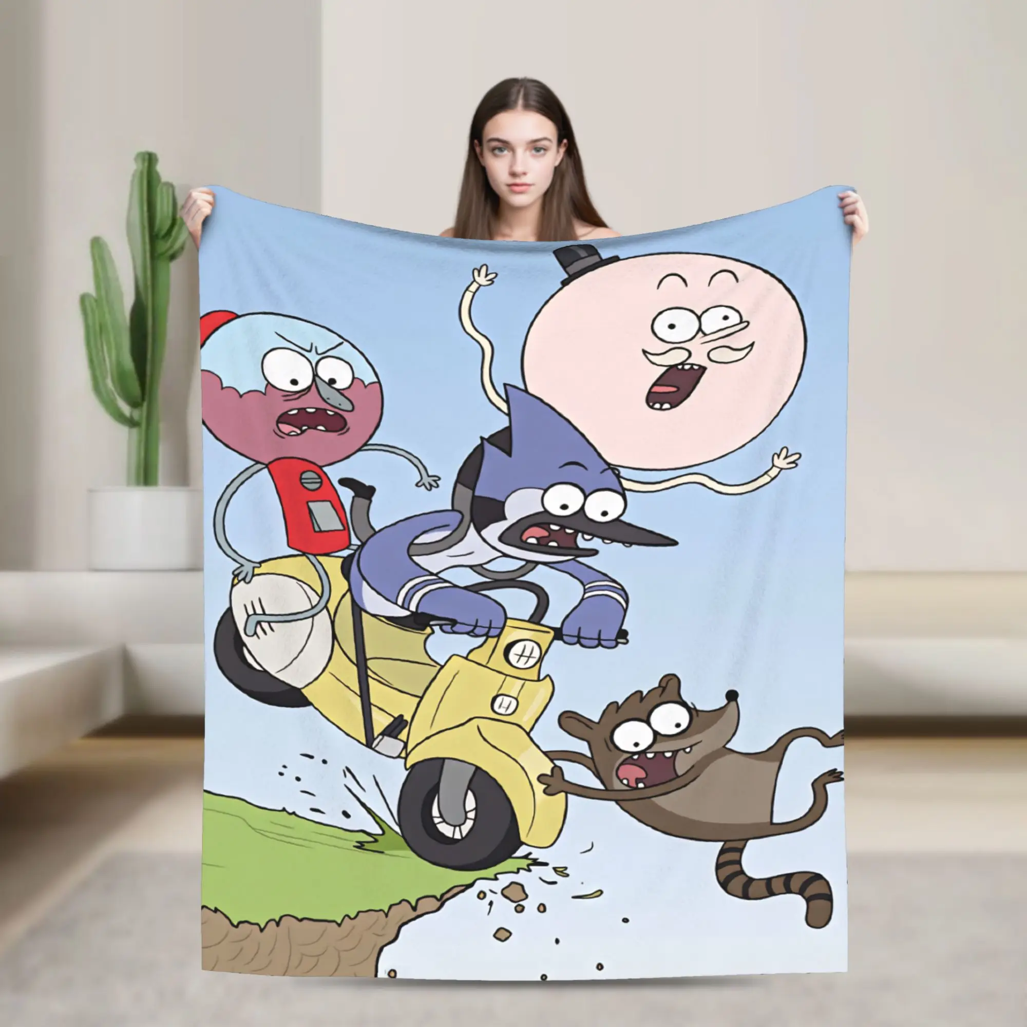 Warm Throw Blanket Mordecai And Rigby Regular Show Cartoon Characters Blanket Flannel Bedspread For Bedroom Sofa Bed Cover