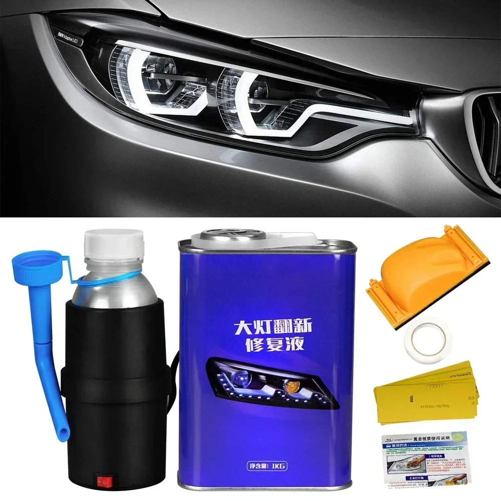

1L Car Headlight Polish Restoration Kit Headlight Polishing Cleaning Kit Anti-Scratch Hydrophobic Car Headlight Repair Polish