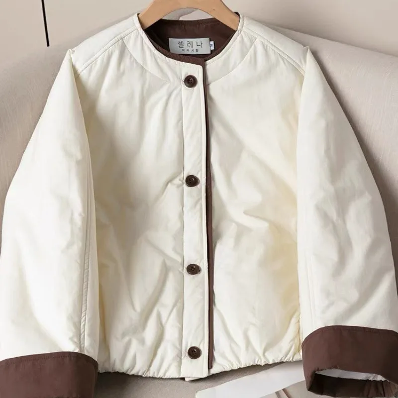 Kolorowa bawełniana kurtka damska, luźna, ciepła, w stylu college, idealna na zimę, nowość, modna, mały rozmiar, do pracy, wersja koreańska.