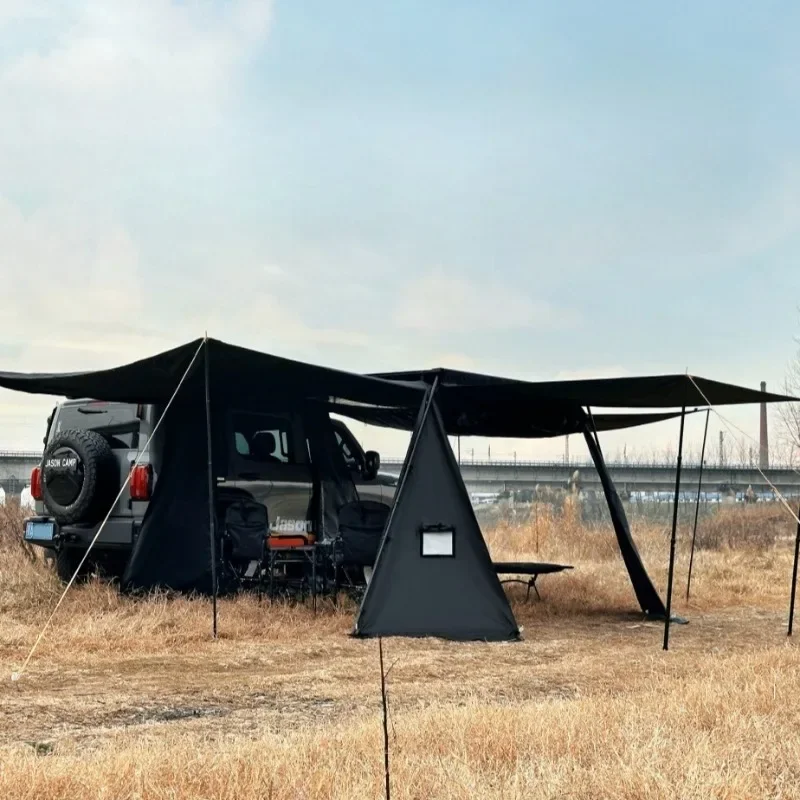 

Outdoor Blackened Car Side Tent, Black Rubber Canopy Tent, Aluminum Side Tent, Off-road Sunshade Tent, Car Side Camping